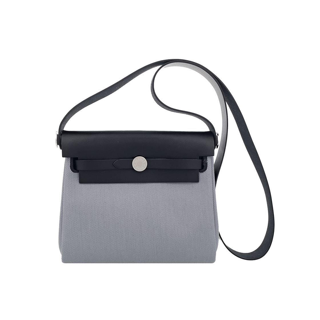 IT3UFNI6B4ME Hermes Mini Herbag 20 Grizzly Black with Silver Hardware (5HB0657)