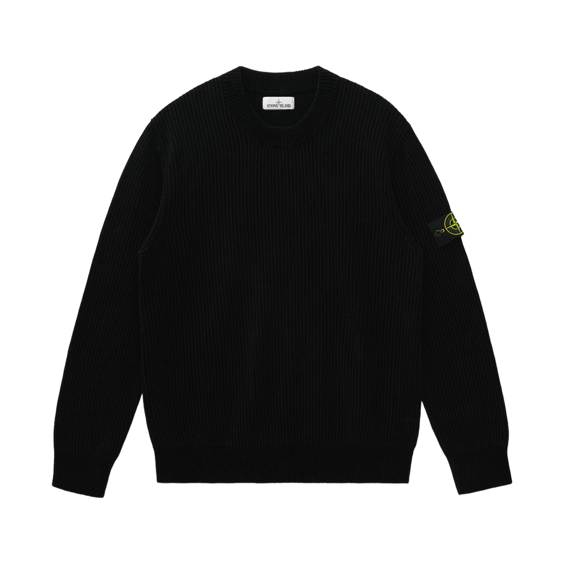 7515555A5-V0029 Stone Island 555A5 Wappen Patch Cotton Chenille Knit Black - 21FW