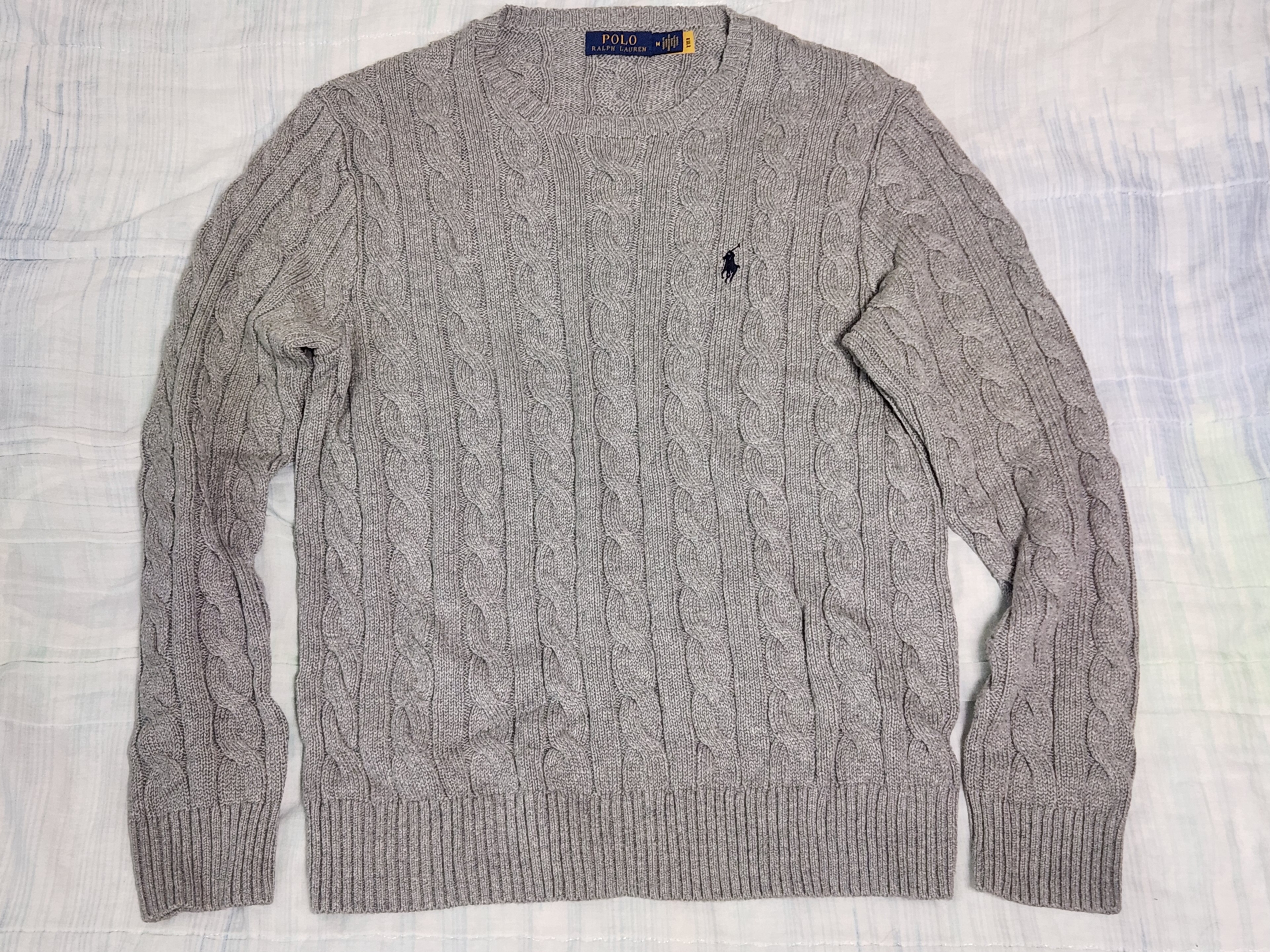 [20% 적립] Polo Ralph Lauren Cable Knit Cotton Sweater Grey 착용 스타일