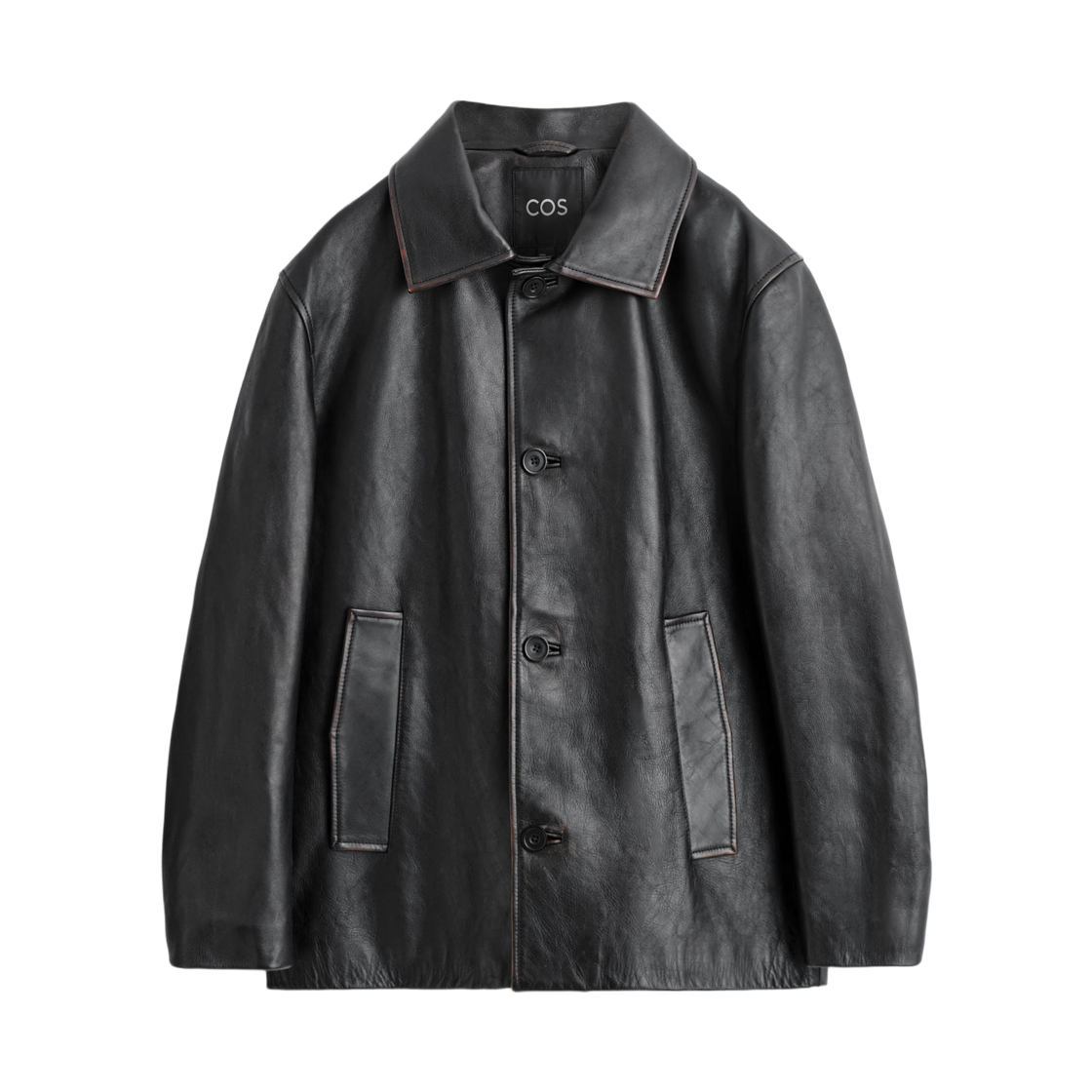 코스 버니쉬드 레더 자켓 블랙(COS Burnished Leather Jacket Black)