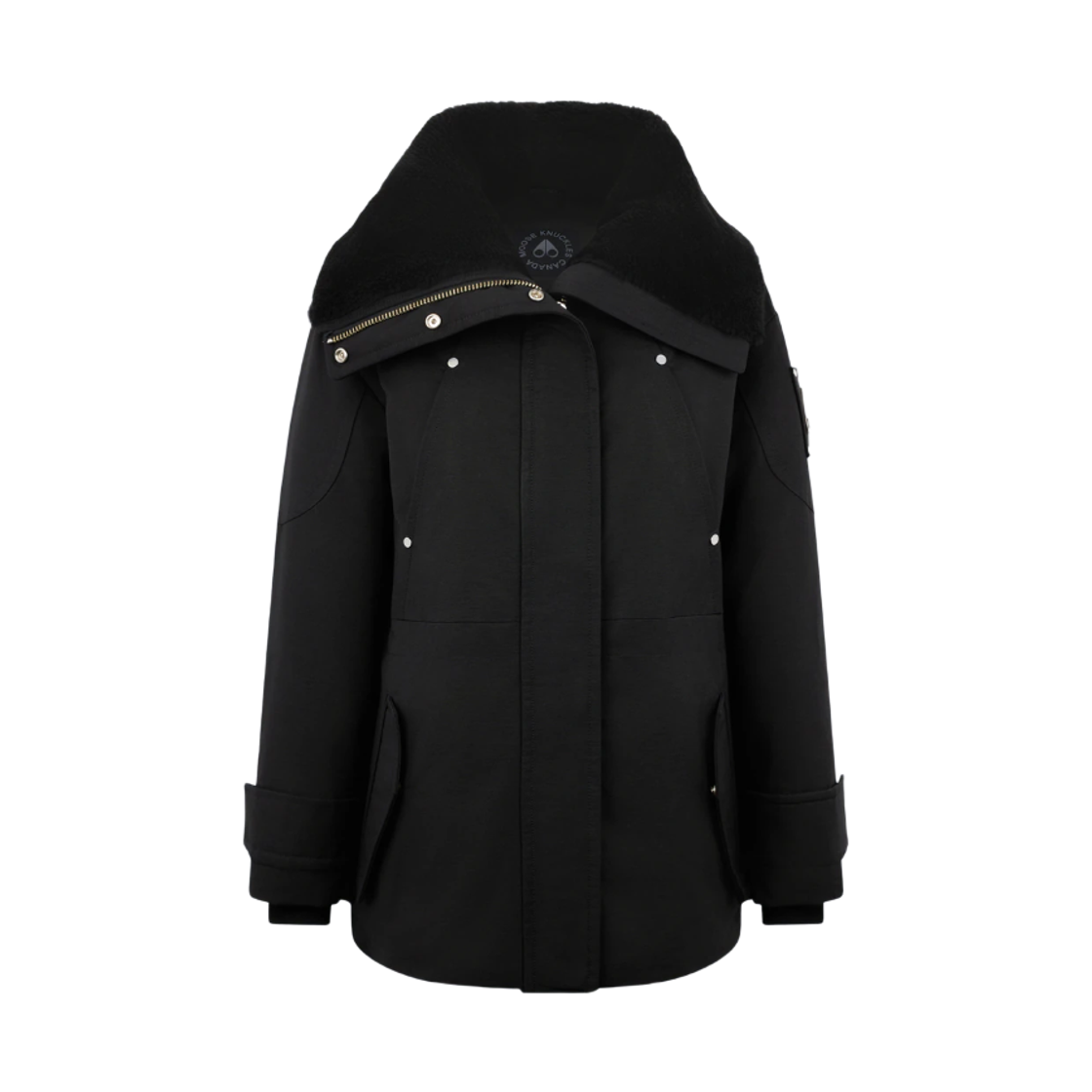 (W) 무스너클 오리지널 오로라 셔링 트림 자켓 블랙((W) Moose Knuckles Original Aurora Shearling Trim Jacket Black)
