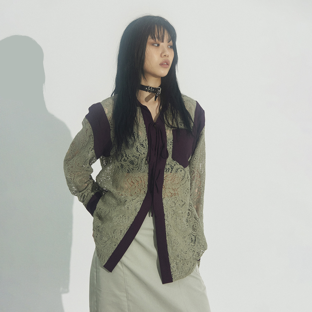 스틸레써디 레이스업 셔츠 카키(Still Lethardy Lace-Up Shirt Khaki) - 5