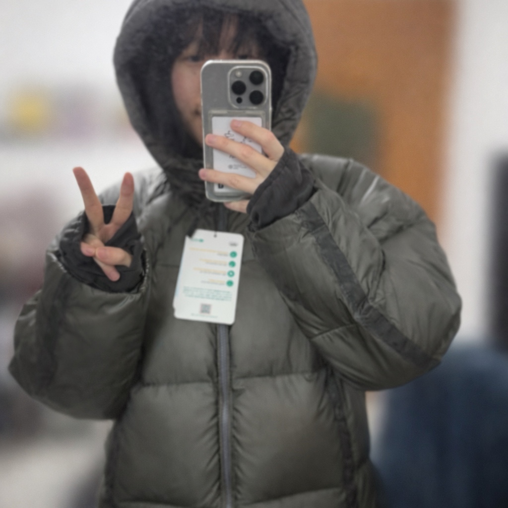 Sansan Gear Shade Puffer Jacket Charcoal - 25FW 착용 스타일