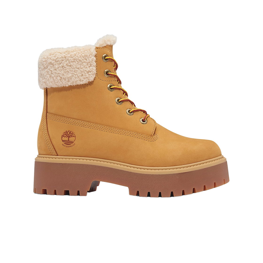 (W) 팀버랜드 스톤 스트릿 웜 라인드 워터프루프 플랫폼 부츠 위트 누벅((W) Timberland Stone Street Warm Lined Waterproof Platform Boots Wheat Nubuck) - 1
