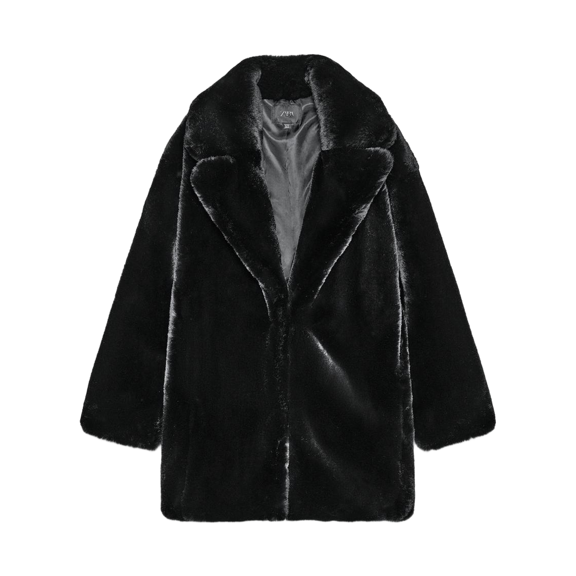 (W) 자라 포우 퍼 코트 블랙((W) Zara Faux Fur Coat Black) - 1