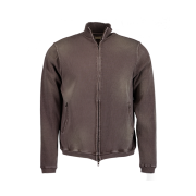 Undermycar Mu.156 Classic Logo Brush Washed Ribbed Mock Neck Zip-Up Washed Mocha