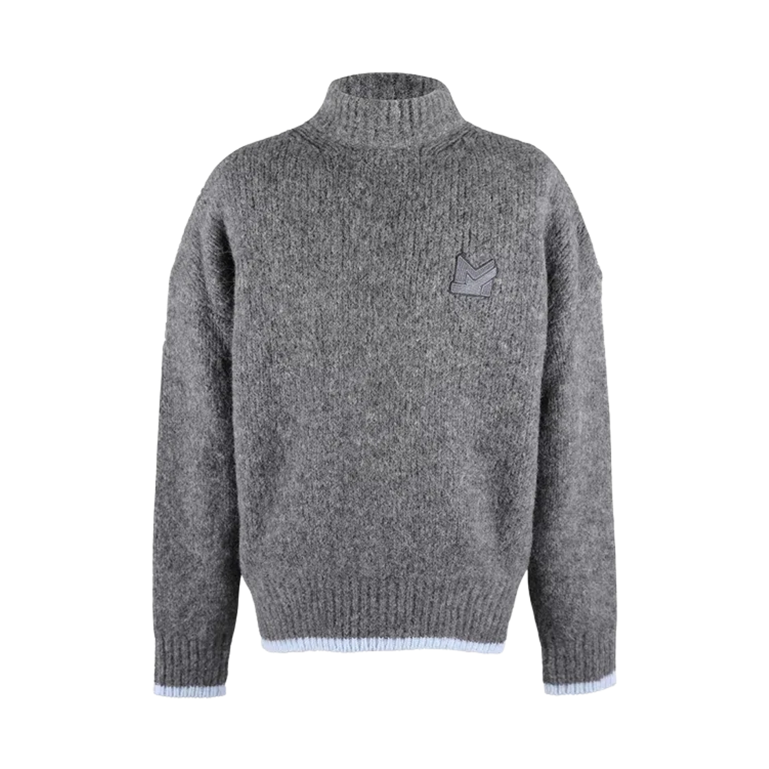 HW00538KT1040-H150 Maison Kitsune MK Patch High Neck Sweater Grey Melange