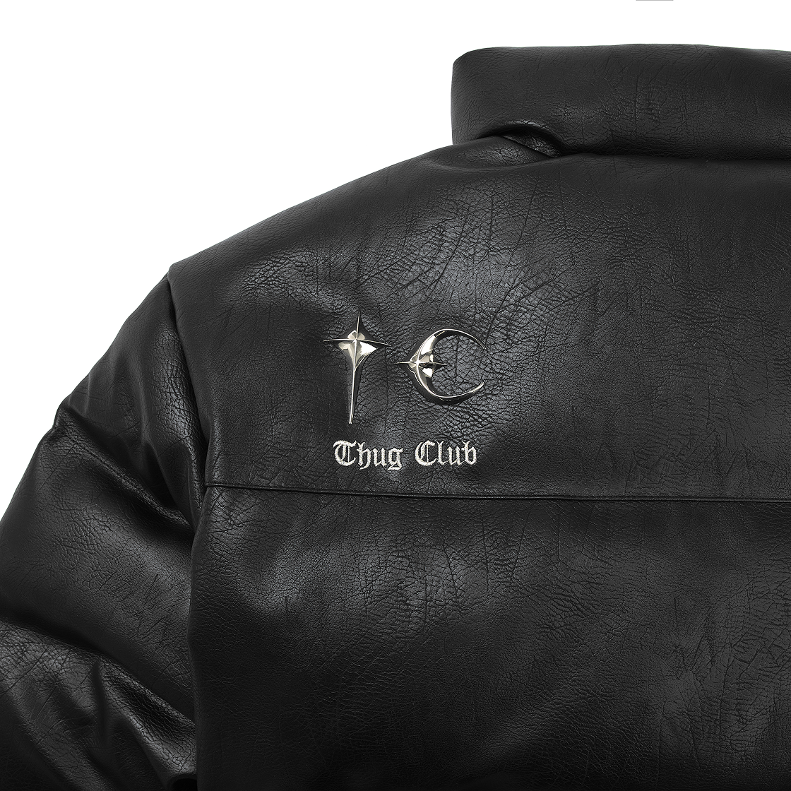 떠그 클럽 레더 퍼퍼 자켓 블랙 (덕 다운)(Thug Club Leather Puffer Jacket Black (Duck Down)) - 5