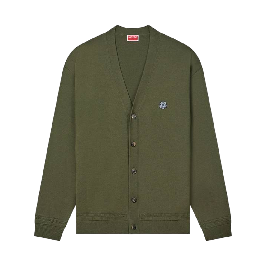 겐조 보케 플라워 자수 메리노 울 가디건 카키(Kenzo Boke Flower Embroidered Cardigan in Merino Wool Khaki) - 1
