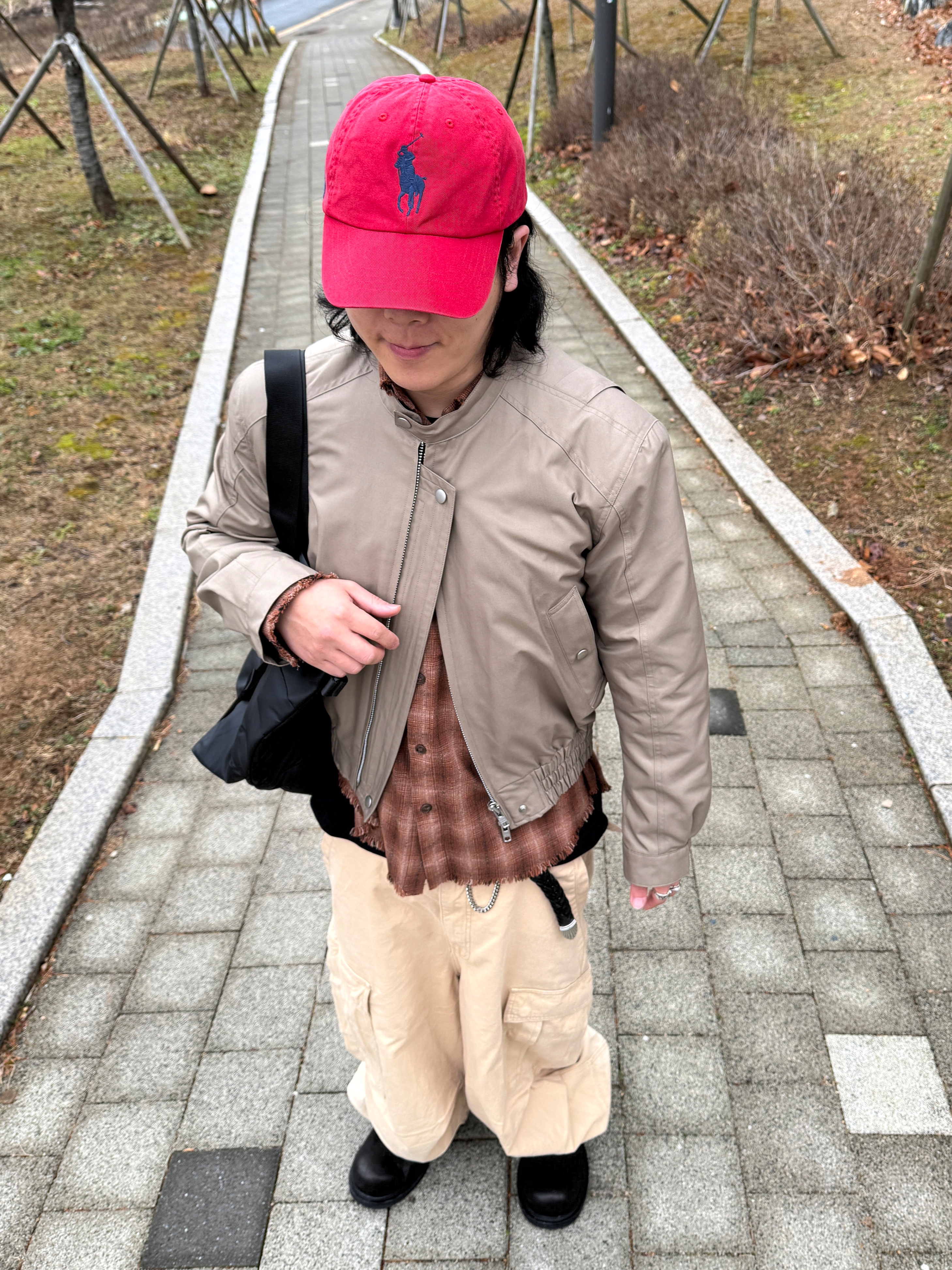 Jieda Western Belt Black, NOD Stone Washed Cargo Pants Beige 착용 스타일 - 8