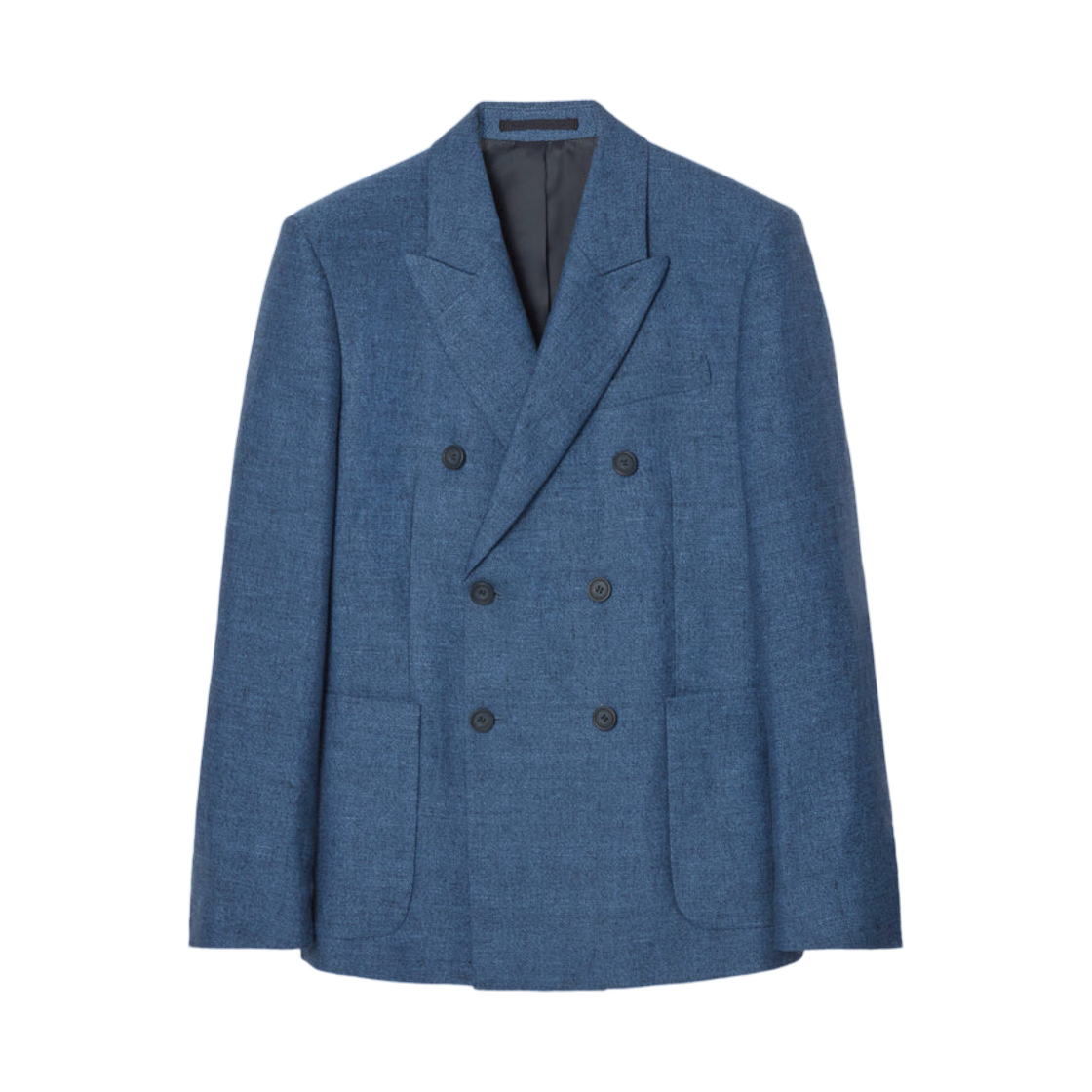 1242338001 COS Double Breasted Linen Blazer Regular Blue