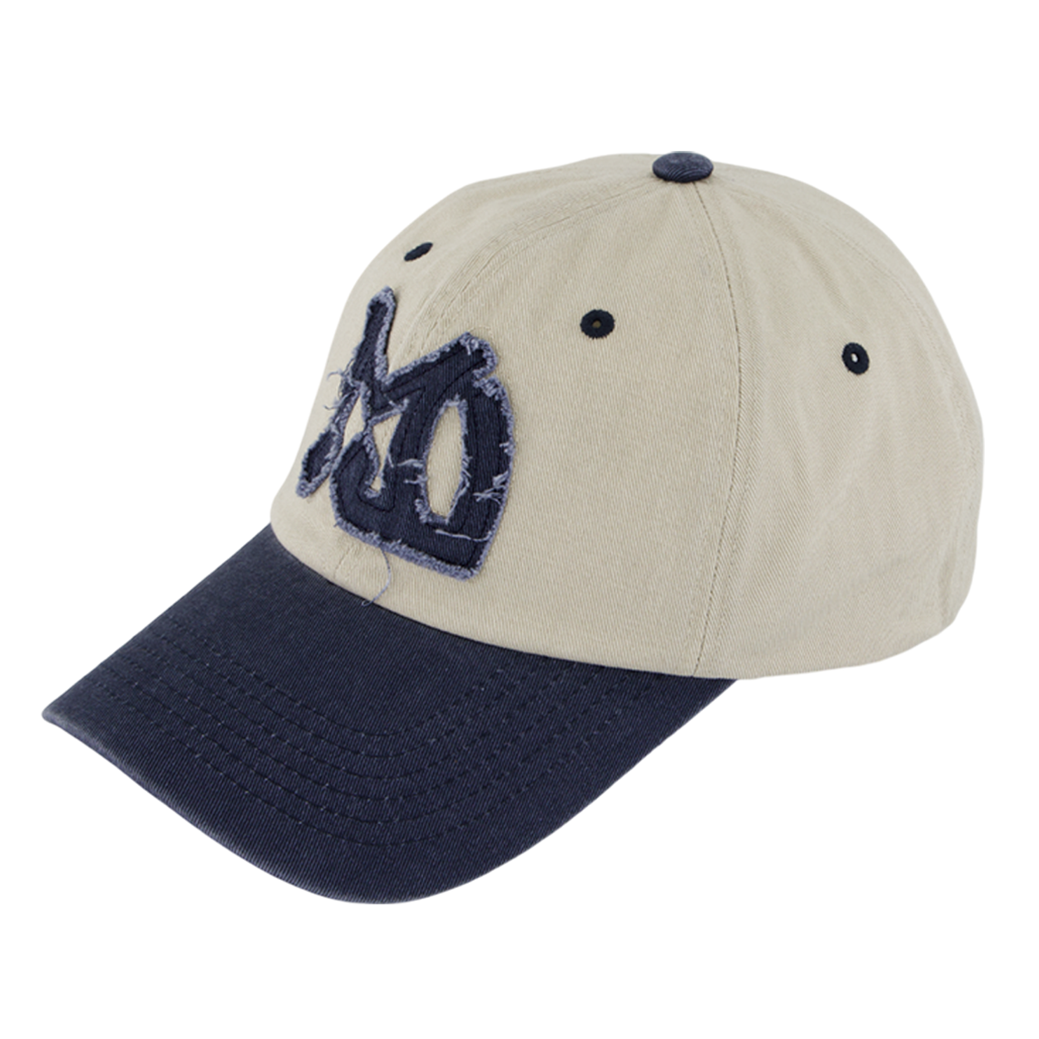언더마이카 무.146 아플리케 로고 베이스볼 캡 베이지 데님 블루