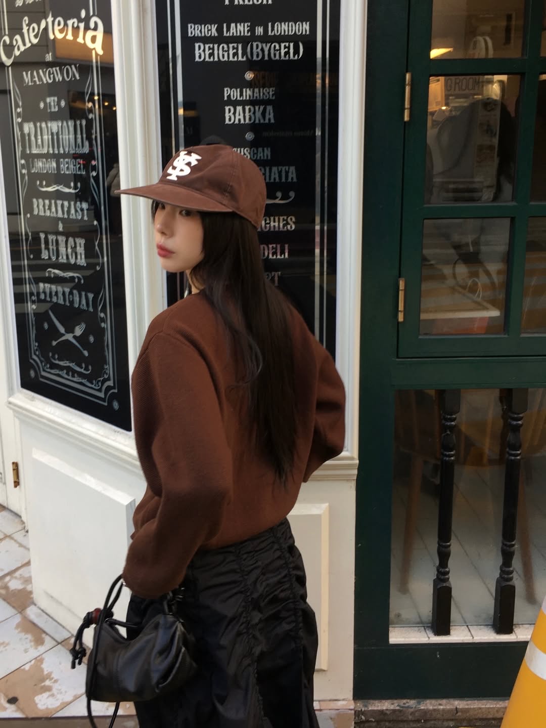 Sunday Ceremony Sy Logo 5 Panel Cotton Cap - Brown 착용 스타일 - 1