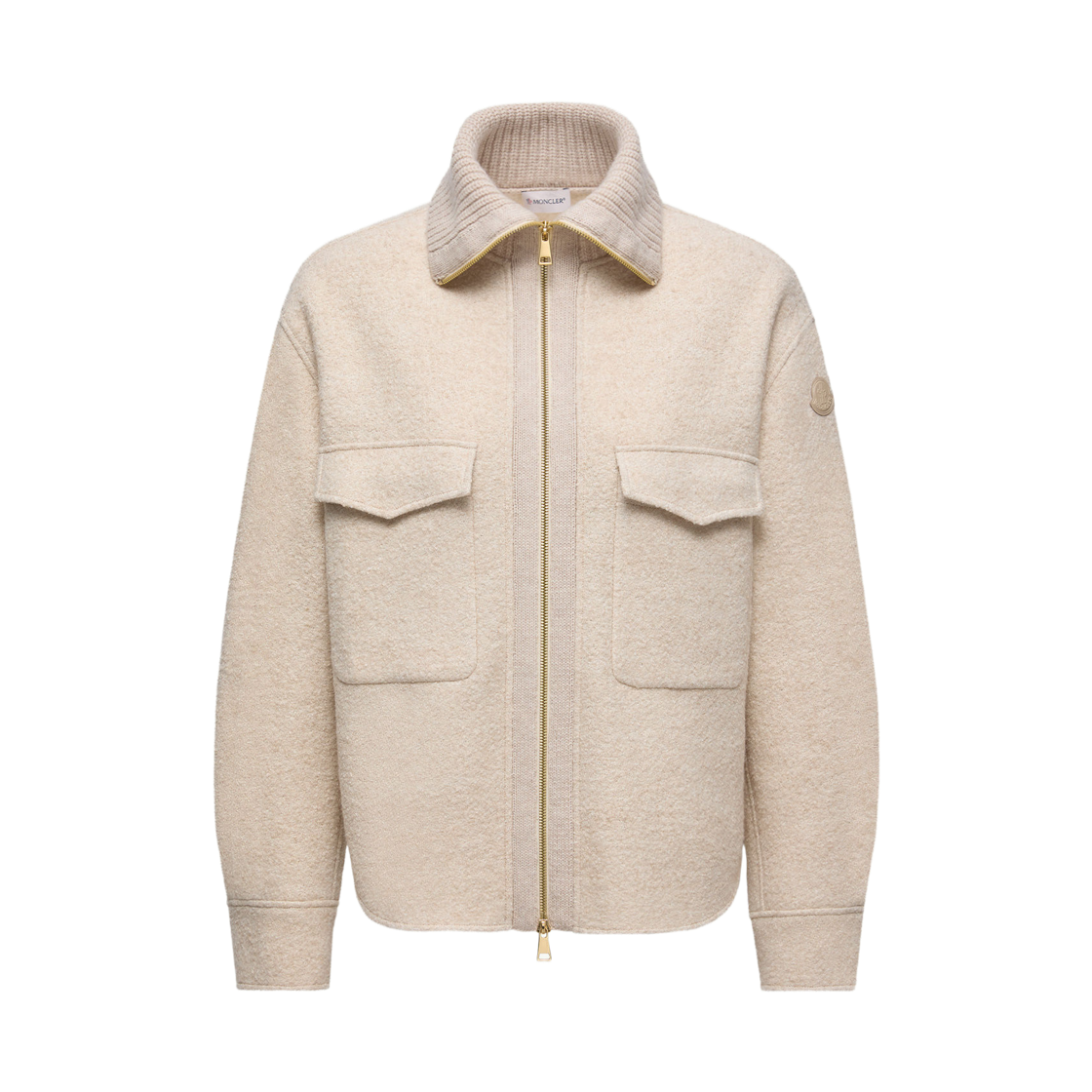 K2-093-2F00022-597TE-268 (W) Moncler Boucle Wool Blend Zip-Up Shirt Light Beige - 25FW