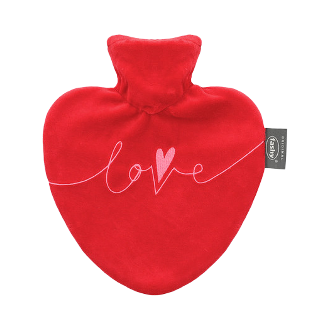 파쉬 자수 커버 하트 쉐이프 핫 워터 보틀 0.7L 클리어 레드(Fashy Heart Shaped Hot Water Bottle 0.7L with Embroidered Cover Clear Red)