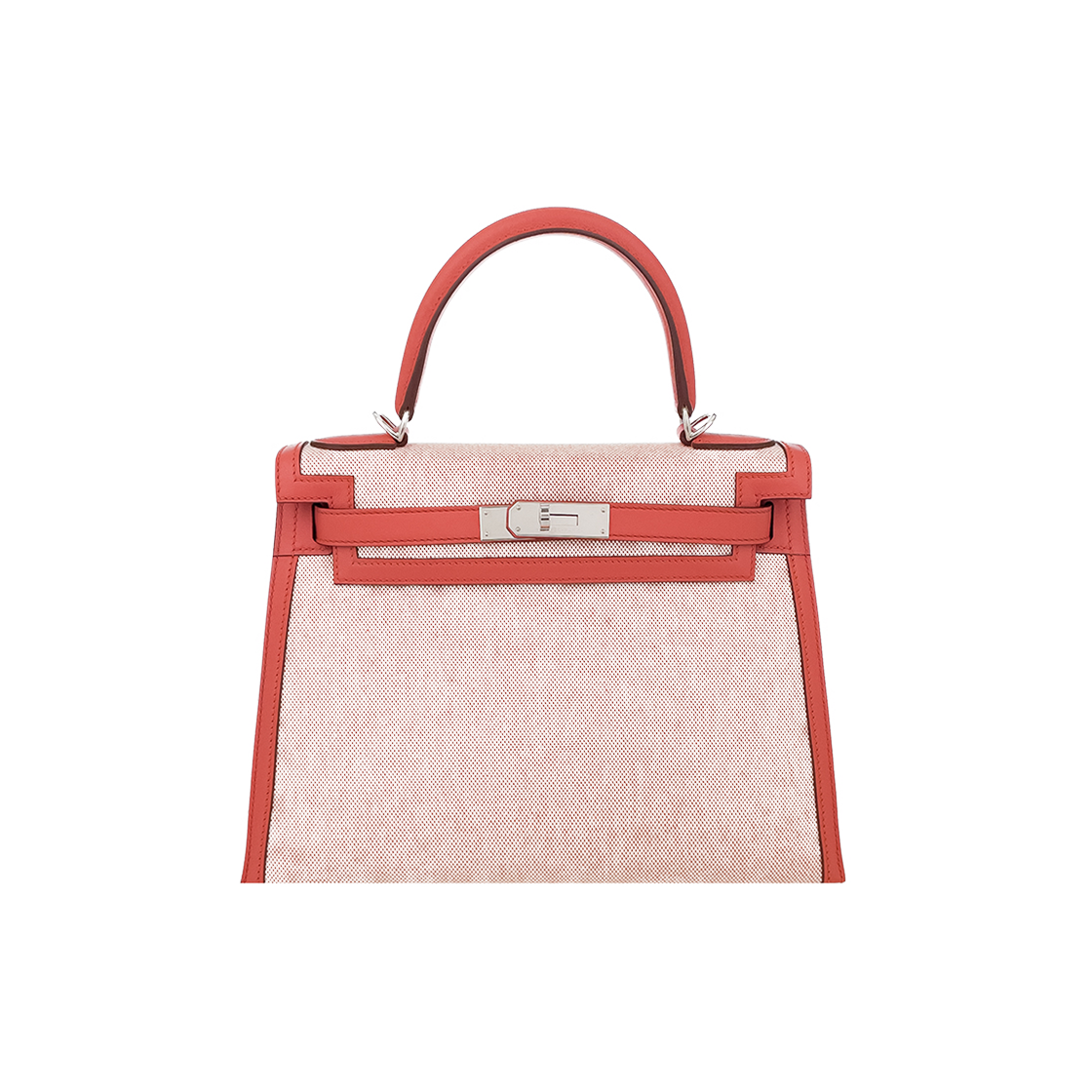 ITKNQCFRNTQK Hermes Twilly Out Kelly 28 Ecru/Sanguine with Silver Hardware (5HH0570)
