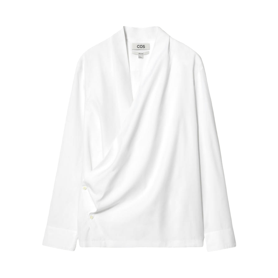코스 릴랙스드 코튼 실크 랩 셔츠 화이트(COS Relaxed Cotton Silk Wrap Shirt White) - 1