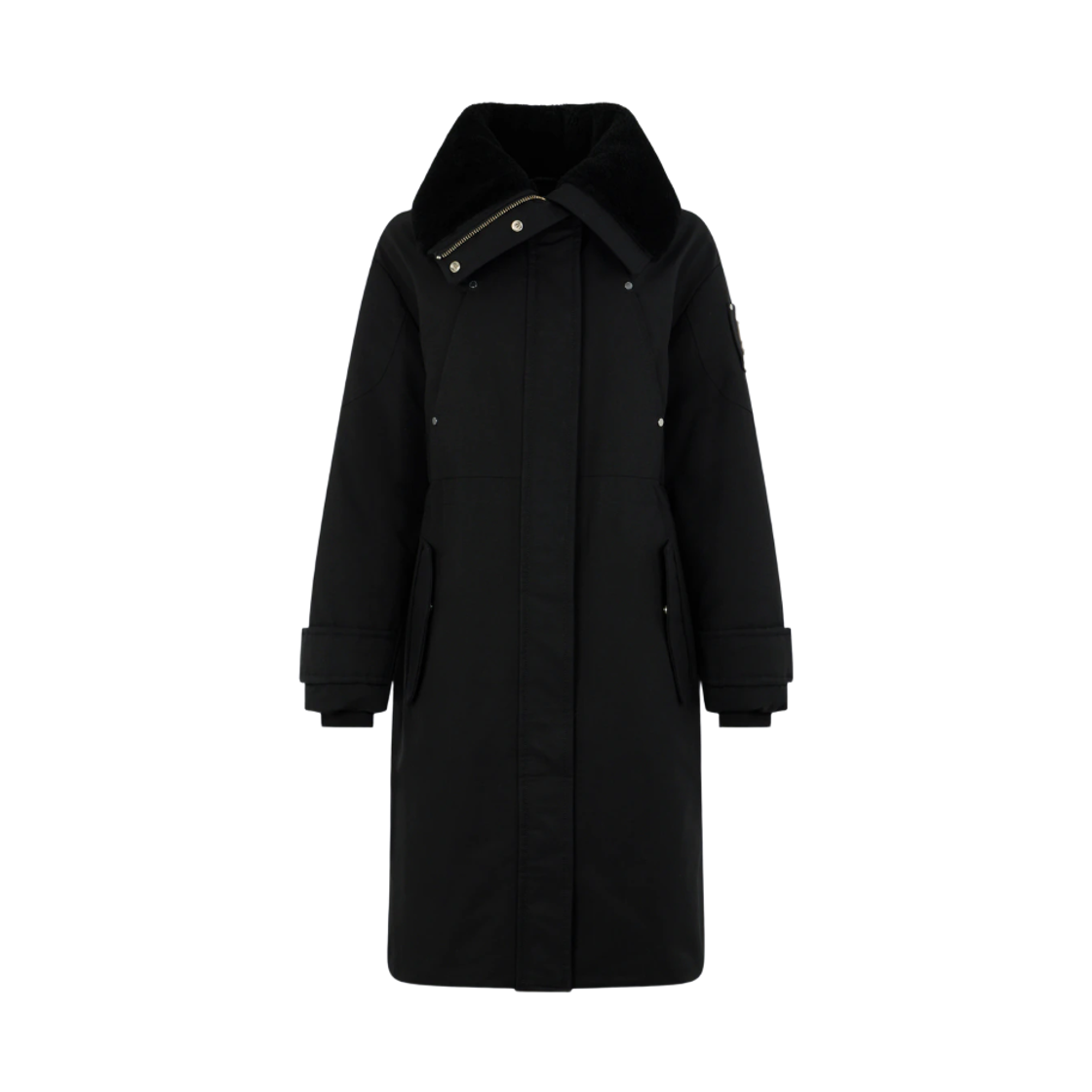 (W) 무스너클 오리지널 스톰 셔링 트림 파카 블랙((W) Moose Knuckles Original Storm Shearling Trim Parka Black)