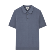 COS Slim Knitted Silk Polo Shirt Dusty Blue