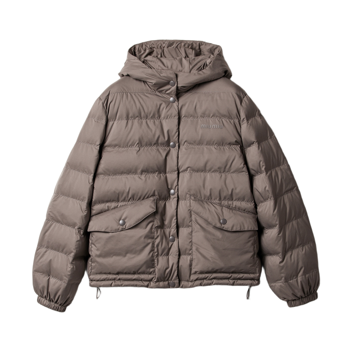 (W) 미우 미우 테크니컬 폰지 다운 자켓 스틸 그레이((W) Miu Miu Technical Ponge Down Jacket Steel Grey)