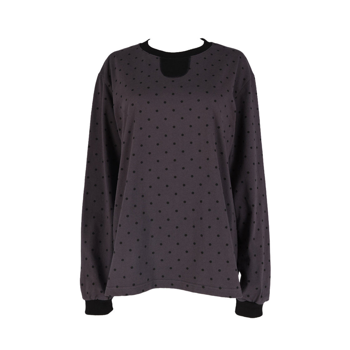 사유 도트 링거 루즈핏 긴팔 티 차콜(sayuu Dot Ringer Loose-fit Long-sleeve Tee Charcoal)