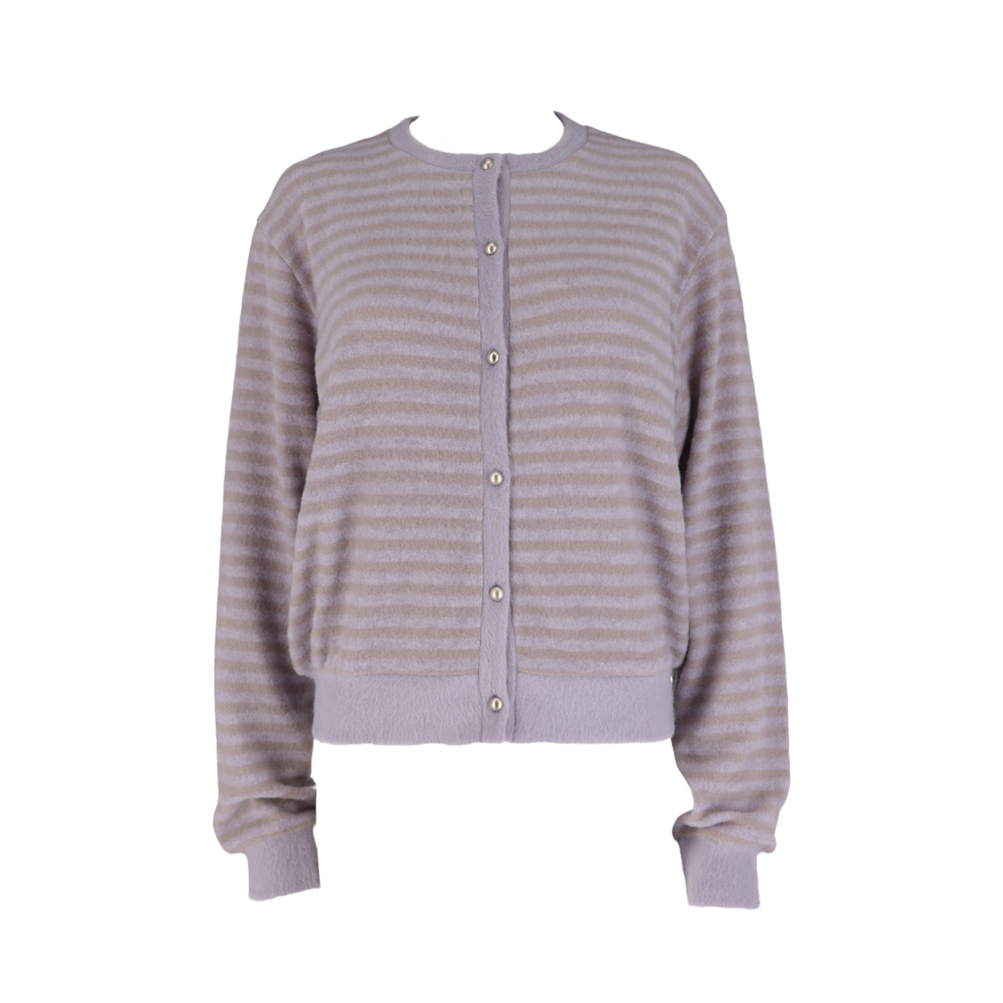 사유 스트라이프 브러쉬 가디건 라벤더(sayuu Striped Brushed Cardigan Lavender)