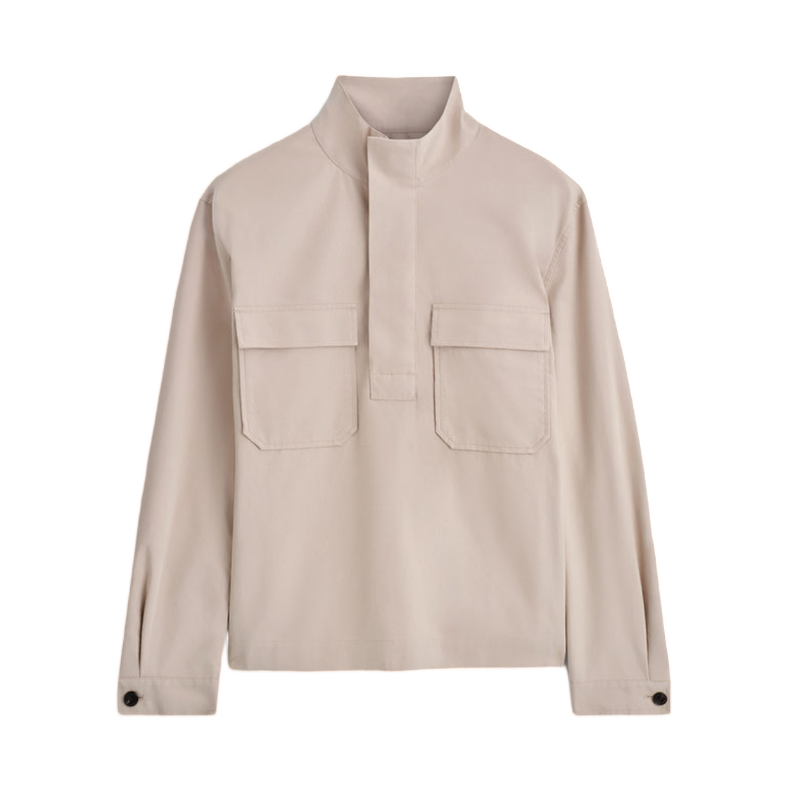코스 코튼 트윌 하프 집 오버셔츠 라이트 베이지(COS Cotton Twill Half Zip Overshirt Light Beige) - 1