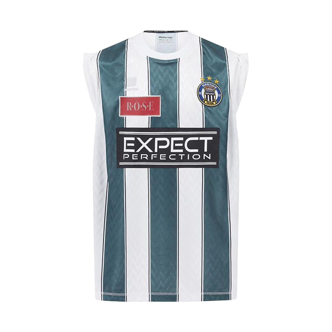 177JT07023 Martine Rose Twist Sleeve Football Top Green