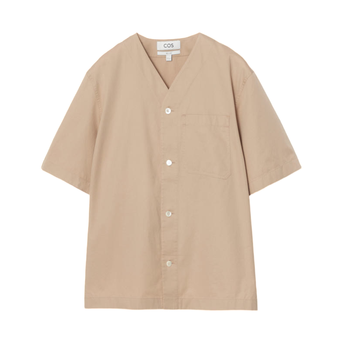 코스 칼라리스 브이넥 셔츠 베이지(COS Collarless V Neck Shirt Beige) - 1