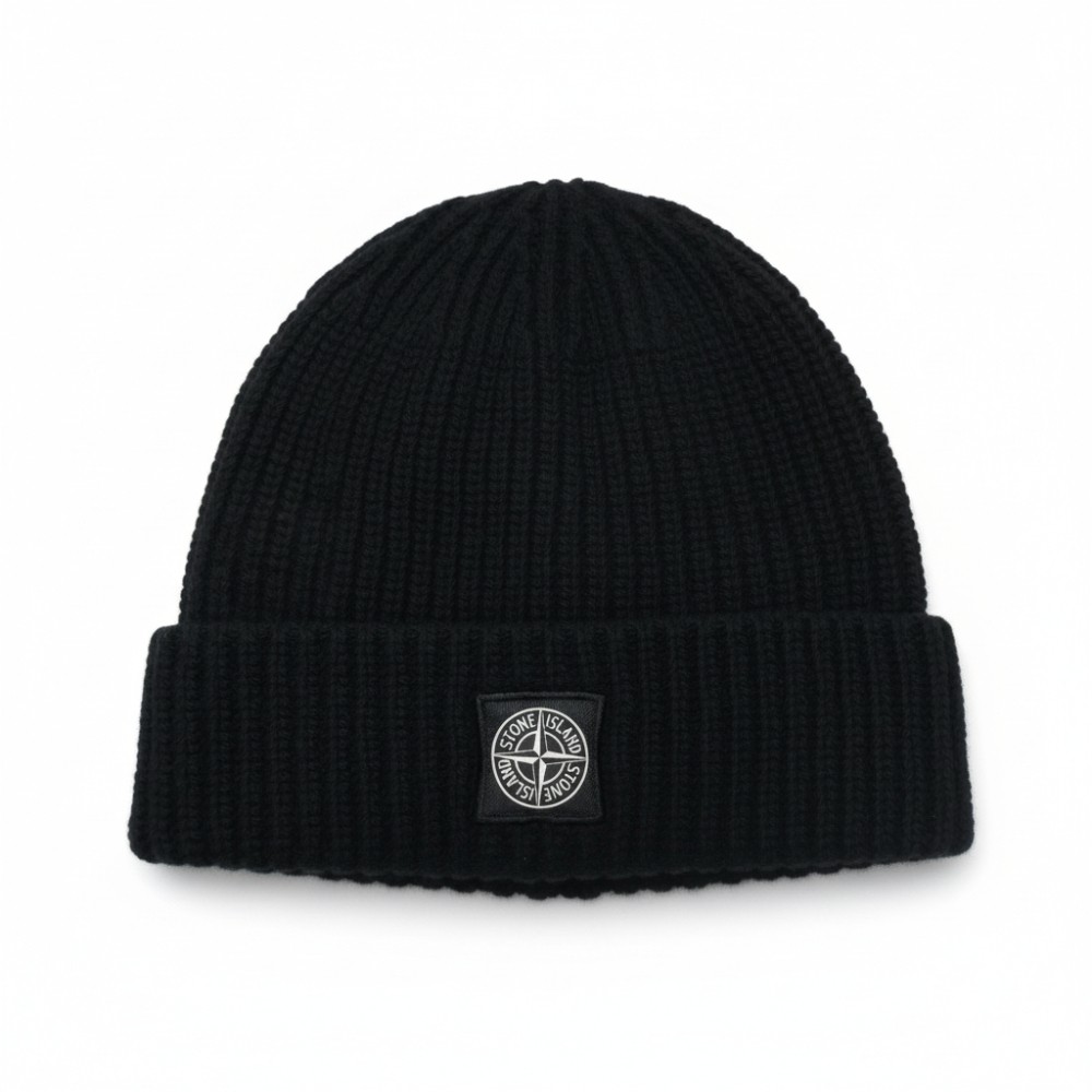 K2S15N100012 S00B4 V0029 [15%쿠폰]Stone Island Logo Patch Beanie Black
