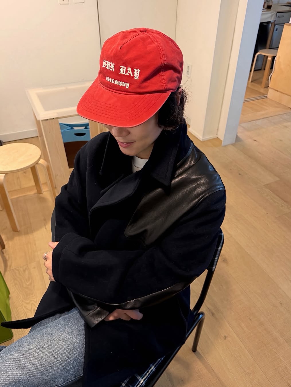 Sunday Ceremony Vintage Washed 5 Panel Cotton Cap - Red 착용 스타일 - 3