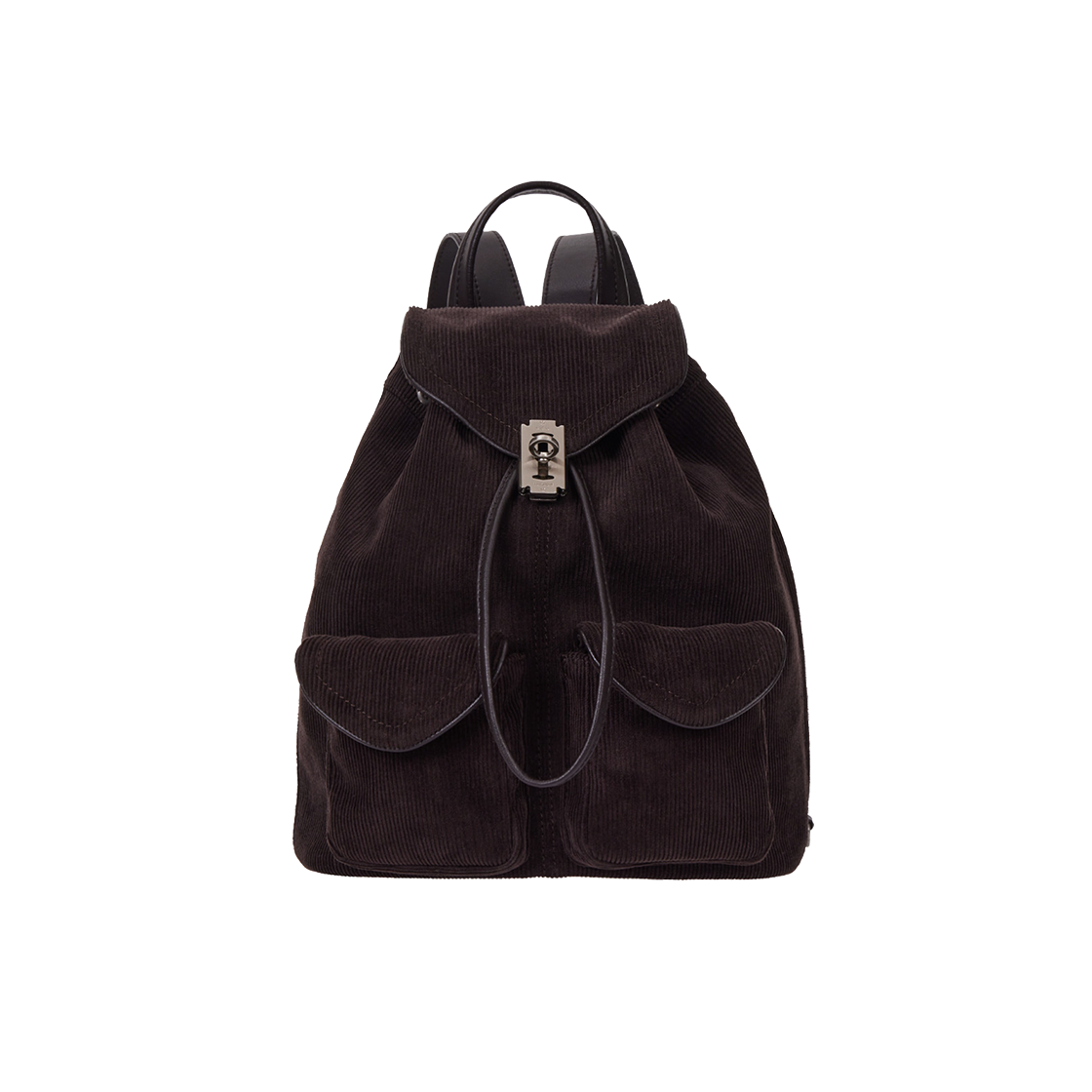 분크 오캄 두 더블 포켓 코듀로이 백팩 미듐 초코브라운(vunque Occam Doux Double Pocket Corduroy Backpack M Choco Brown) - 3