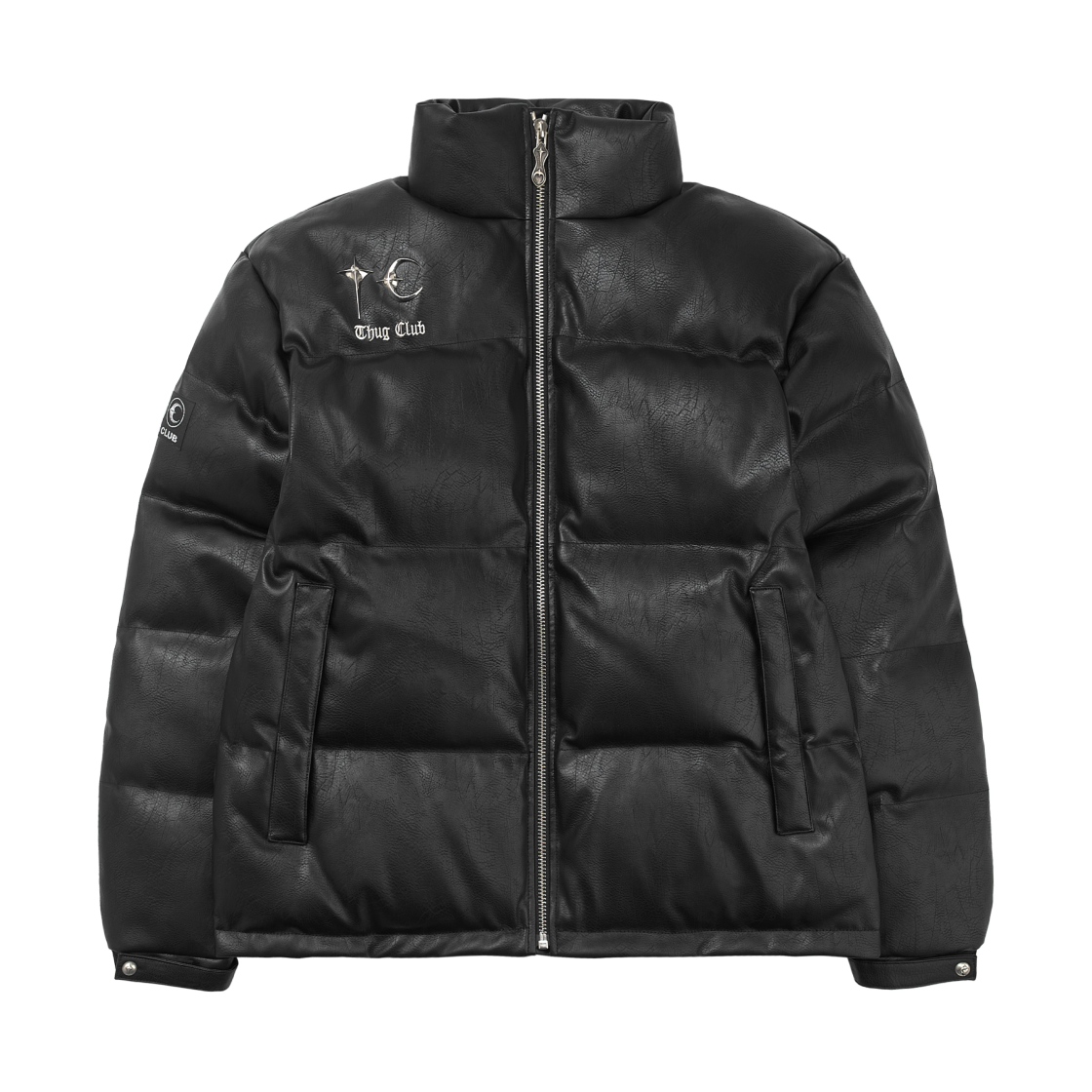 떠그 클럽 레더 퍼퍼 자켓 블랙 (덕 다운)(Thug Club Leather Puffer Jacket Black (Duck Down))