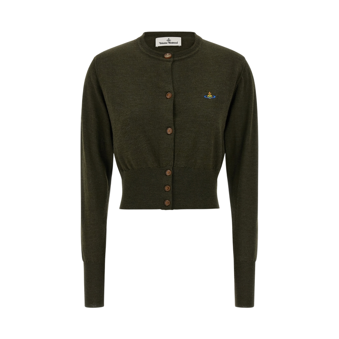1803002U-Y0006-D404 (W) Vivienne Westwood Bea Cropped Cardigan Khaki