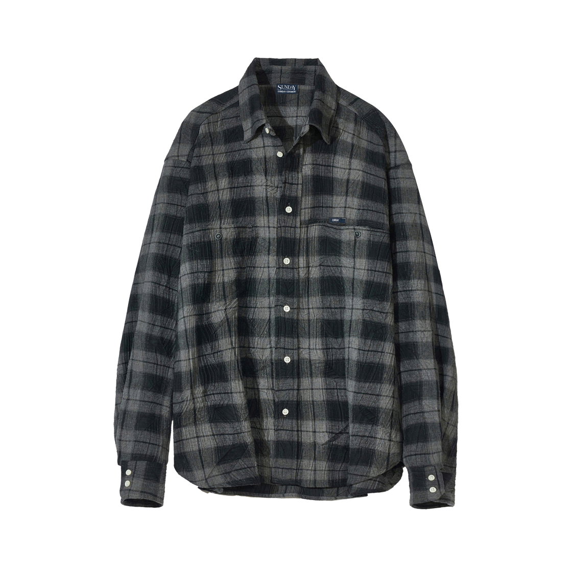 선데이세레머니 링클 체크 셔츠 - 차콜(Sunday Ceremony Wrinkle Check Shirt - Charcoal)