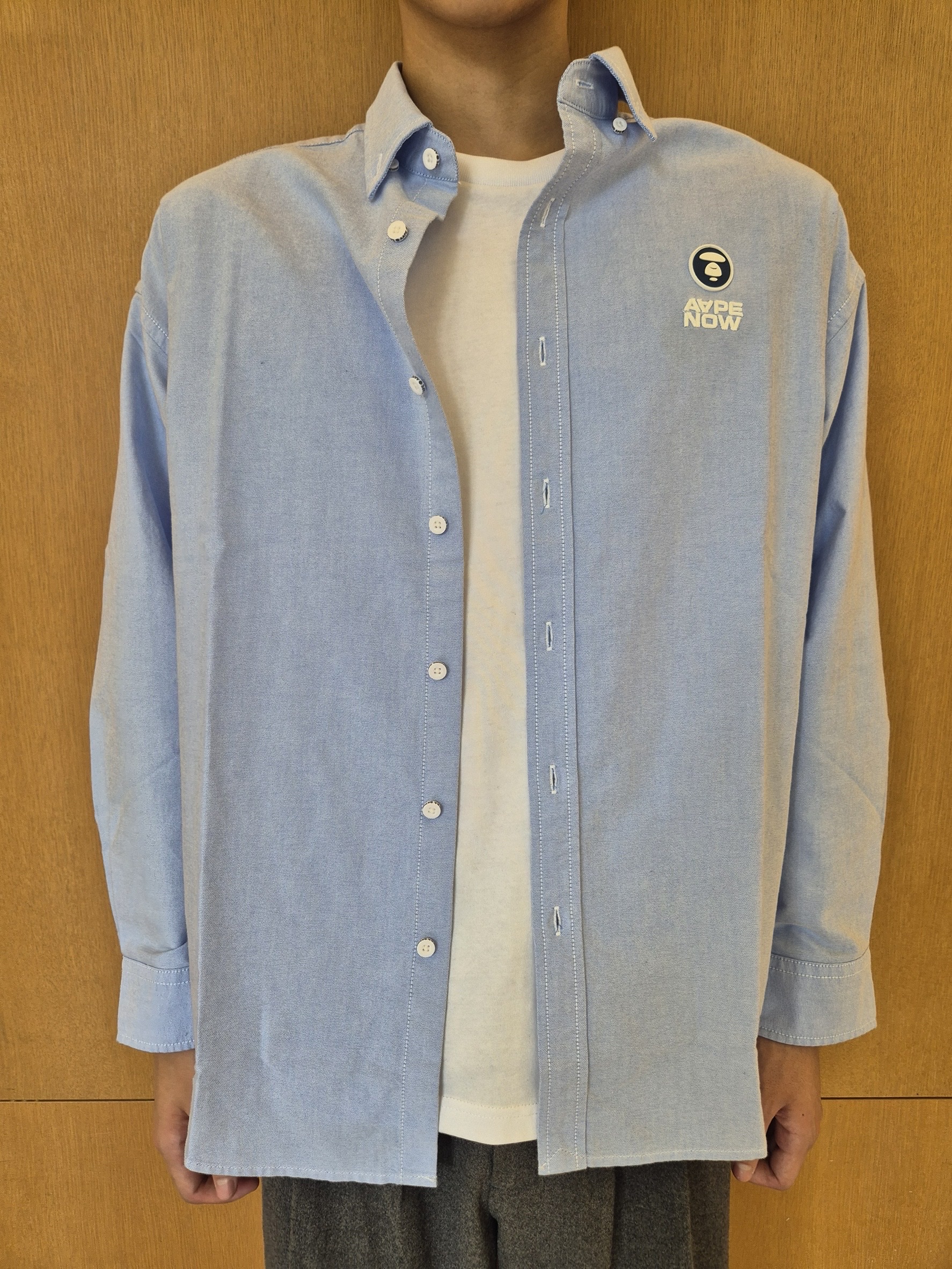 AAPE Now Long Sleeve Shirt Blue - 25FW 착용 스타일 - 9