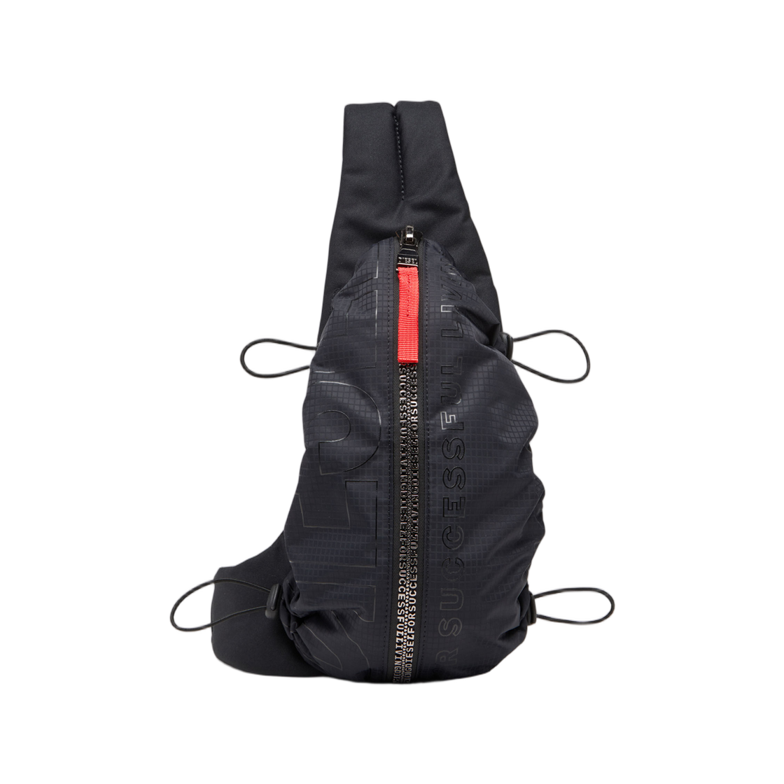 디젤 집-D-슬링백 체크 자카드 쉘 블랙(Diesel Zip-D-Sling Bag In Check-Jacquard Shell Black)