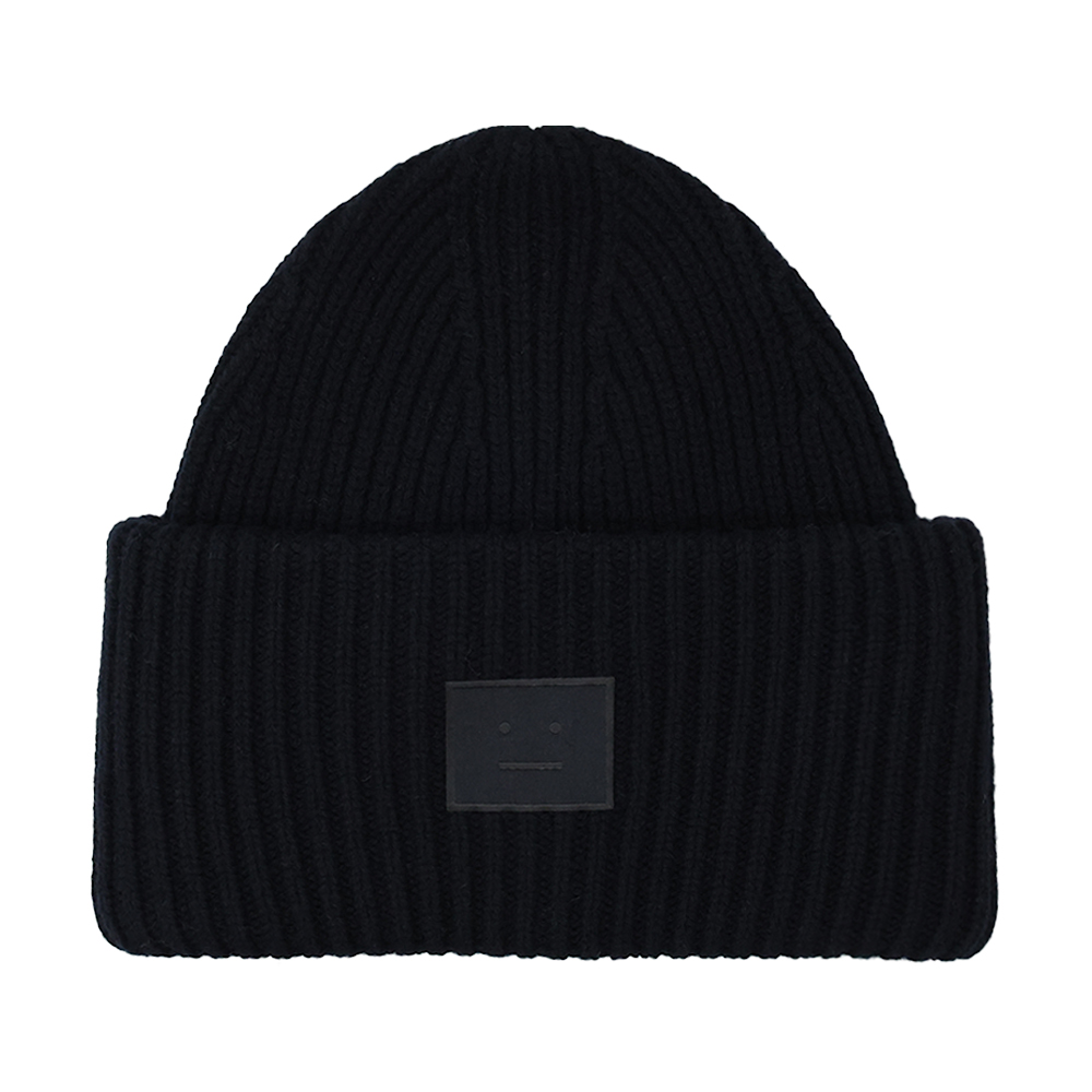 C40424 900 [15%쿠폰]Acne Studios Logo Face Patch Beanie Black