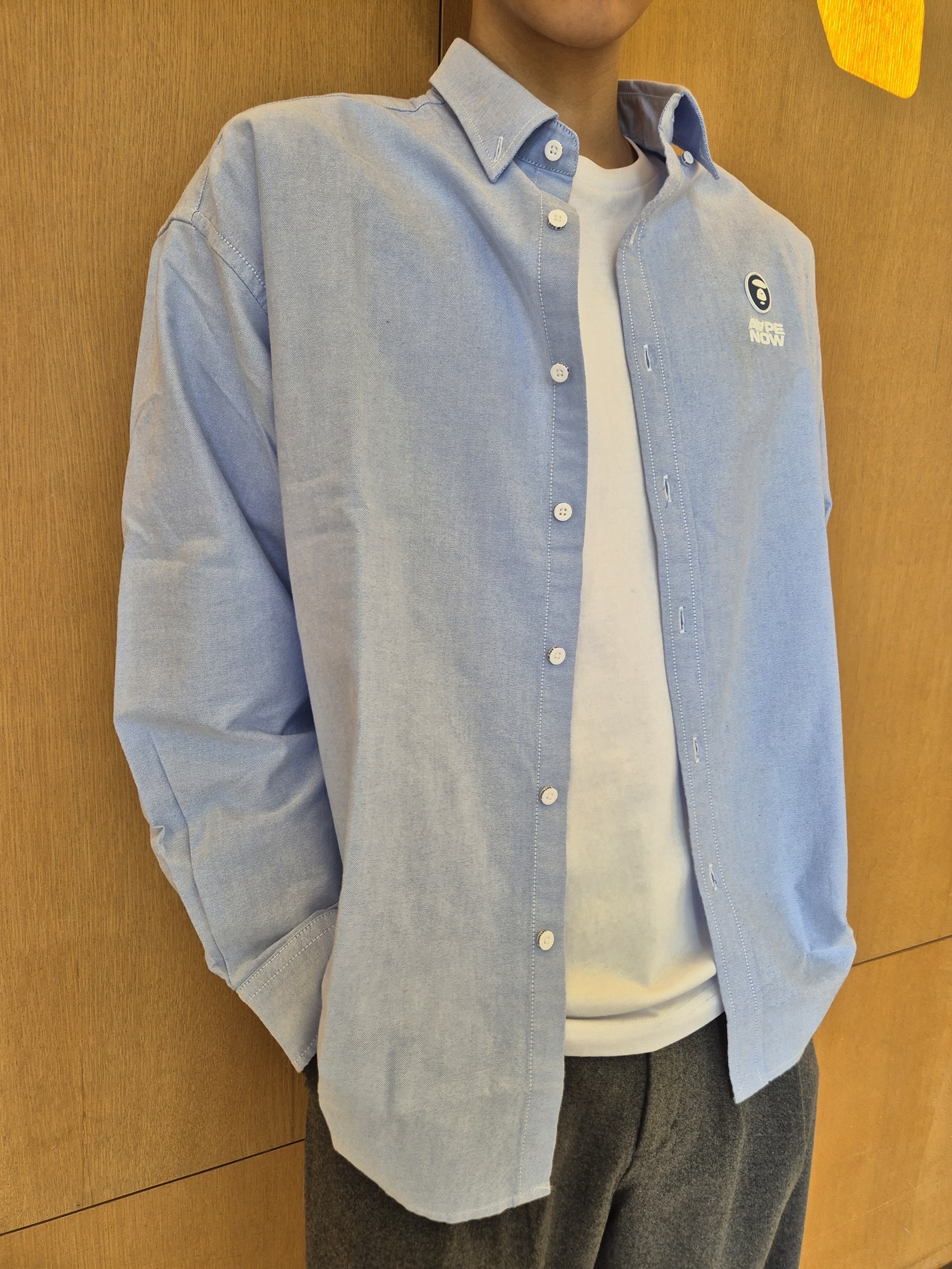AAPE Now Long Sleeve Shirt Blue - 25FW 착용 스타일 - 10