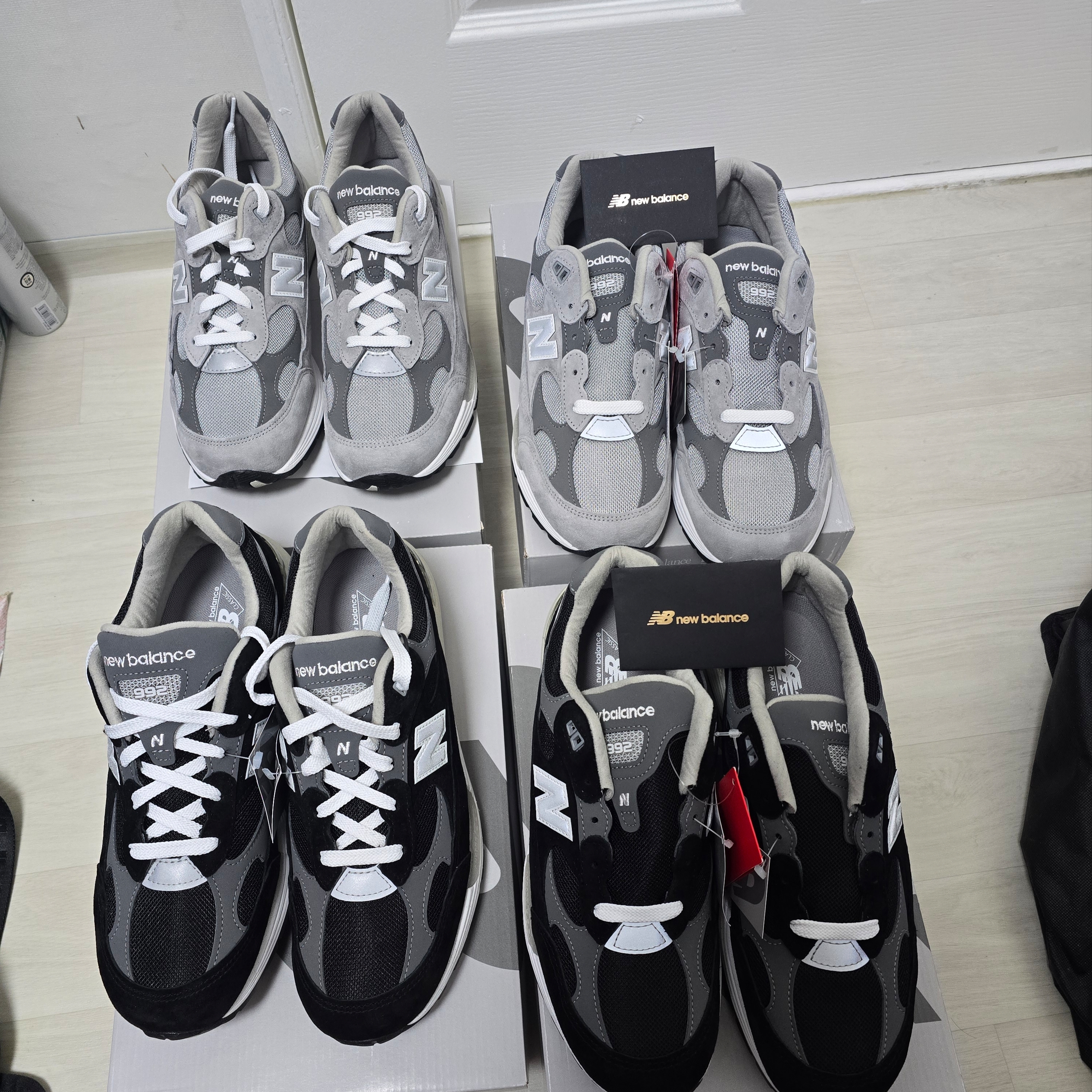 New Balance 992 Made in USA Core Grey Silver Metallic, New Balance 992 Made in USA Core Black Grey 착용 스타일