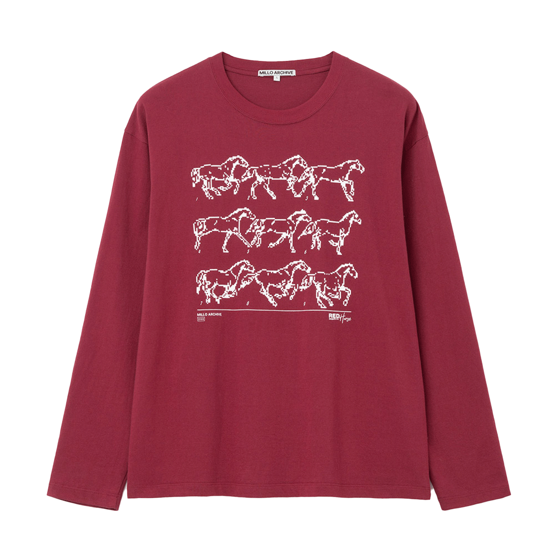 밀로 아카이브 2026 메모러블 홀스 롱 슬리브 버건디(Millo Archive 2026 Memorable Horse Long Sleeve Burgundy)