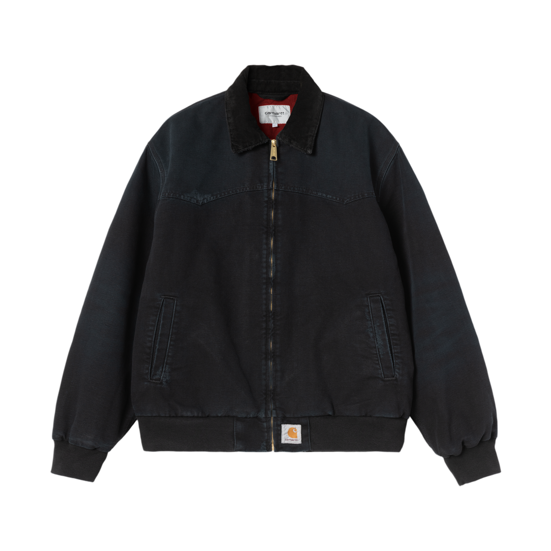 I036240-00E-B7 Carhartt WIP OG Santa Fe Jacket Black Black Grind Washed