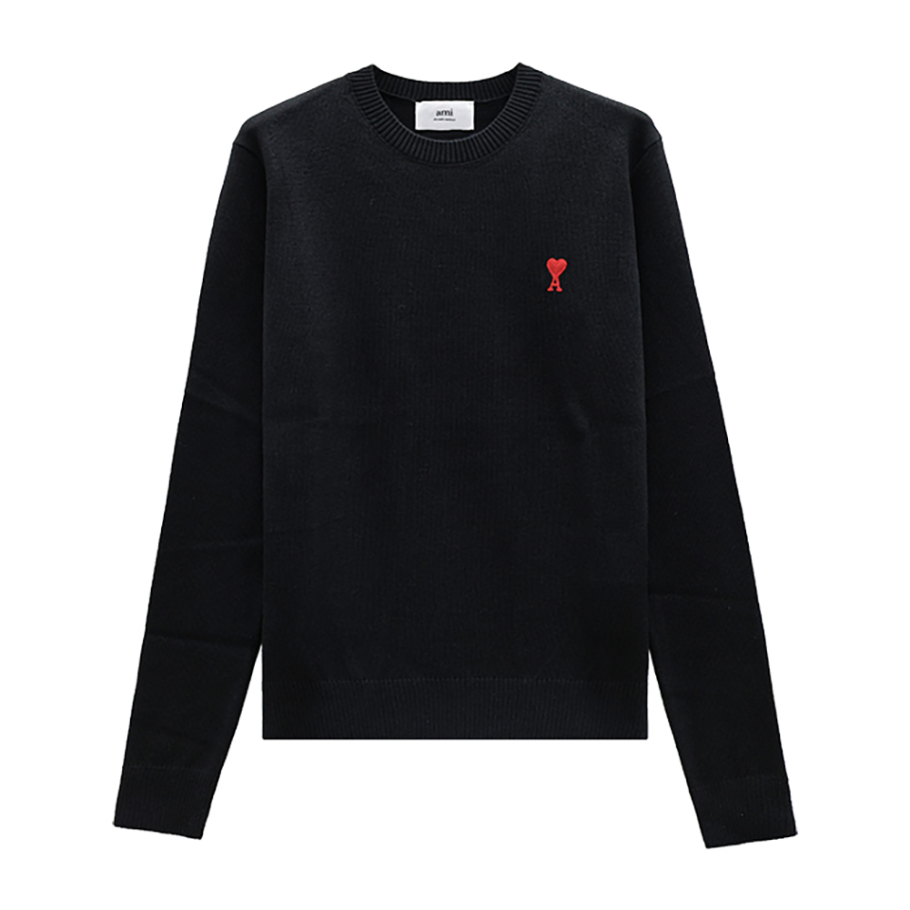 HKS826 001 009 [15%쿠폰]Ami Small Heart Logo Crewneck Knit Black