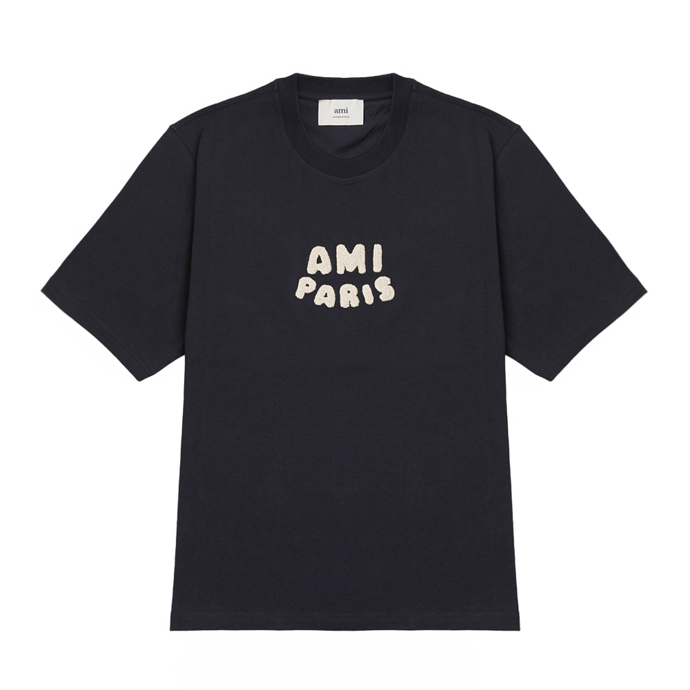 UTS075 726 4011 [15%쿠폰]Ami Paris Logo Short Sleeve T-Shirt Navy
