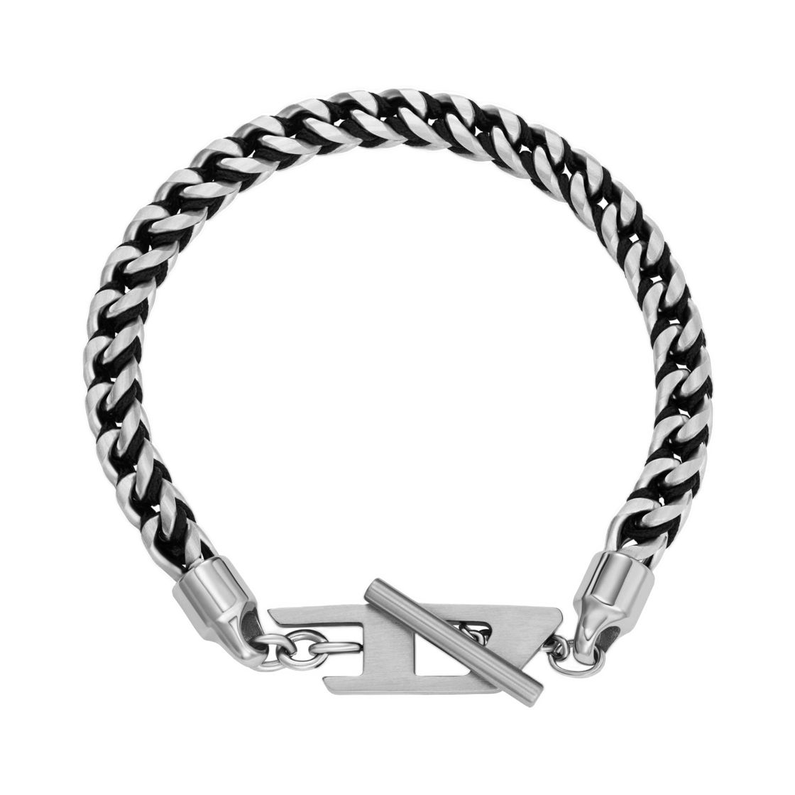 디젤 스테인리스 스틸 우븐 체인 브레이슬릿 실버(Diesel Stainless Steel Woven Chain Bracelet Silver)