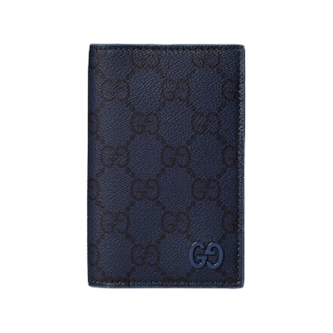 768249-FAFBE-8448 Gucci Dusty Blue Interior GG Long Card Case Dark Blue