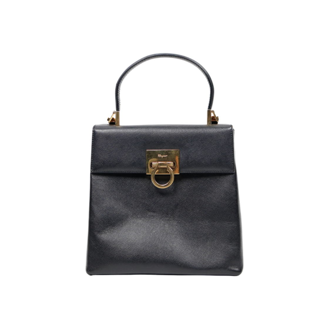 ITVTODWQN344 Ferragamo Black Gancini Top Handle Tote Bag C-A43433