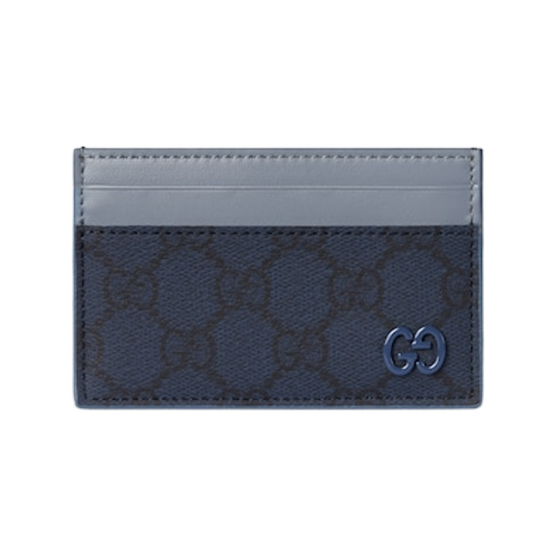 구찌 더스티 블루 트림 GG 카드 케이스 다크 블루(Gucci Dusty Blue Trim GG Card Case Dark Blue) - 1