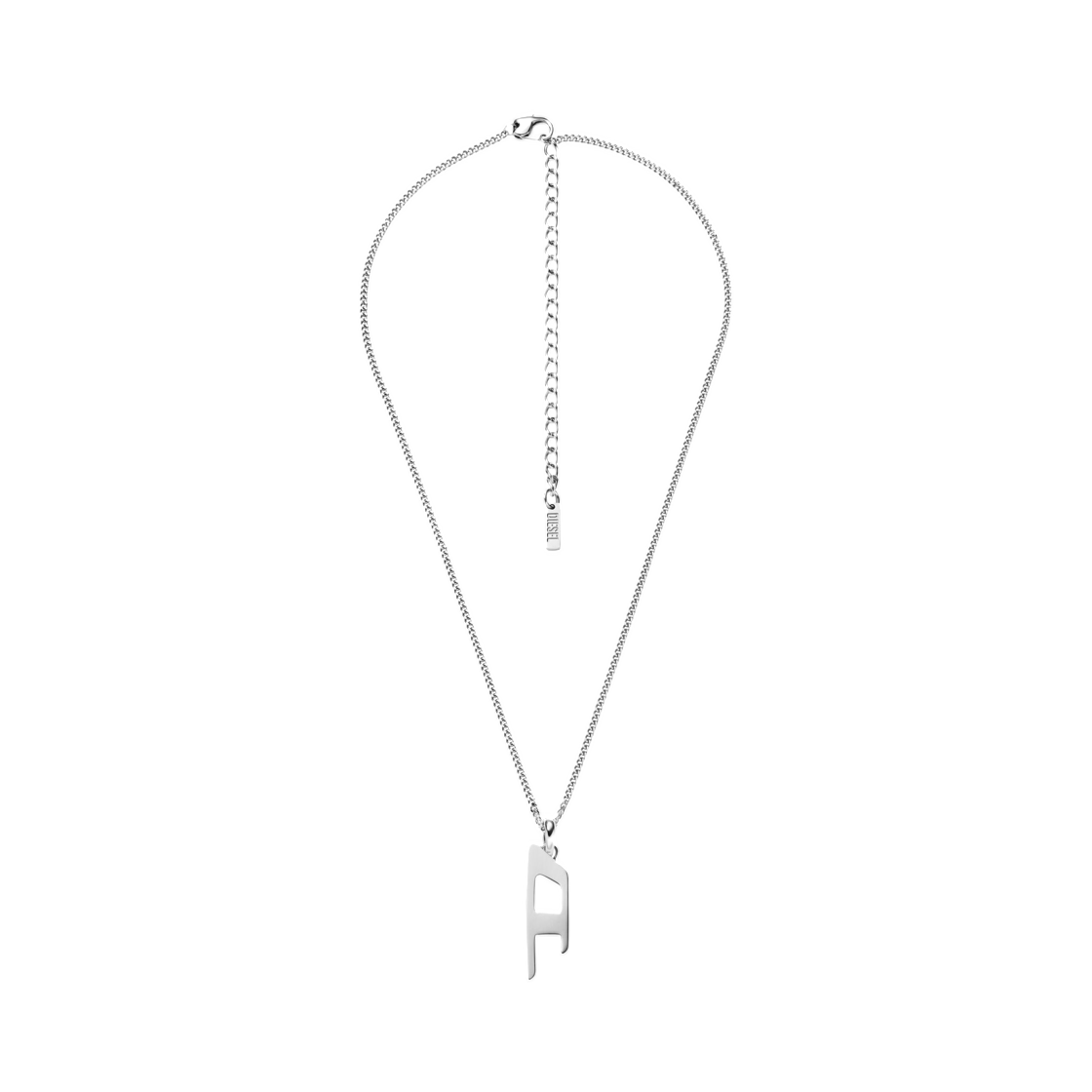 DX162500DJW-01 Diesel Stainless Steel D Logo Pendant Necklace Silver