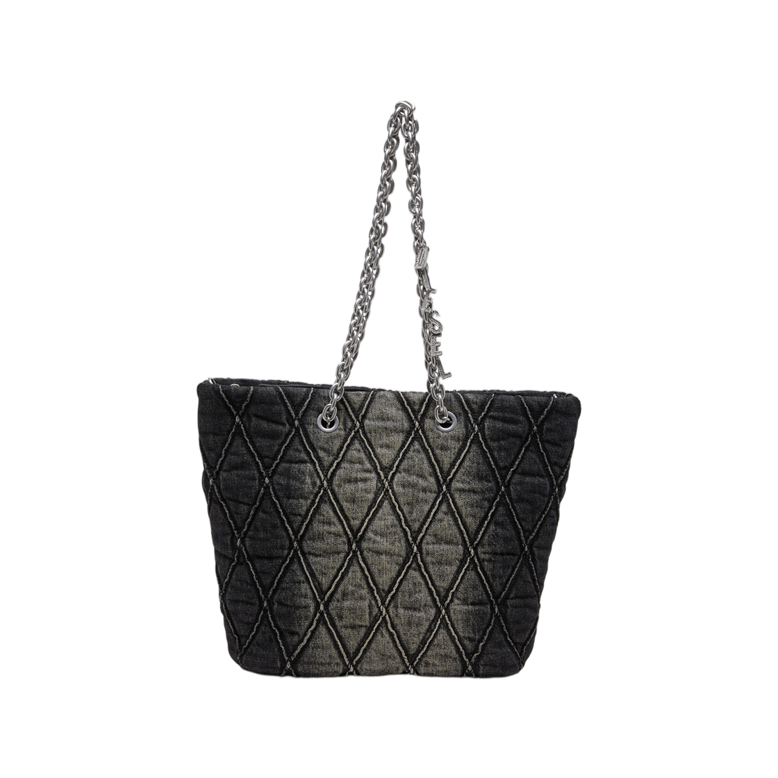 디젤 참-D-토트백 퀼티드 데님 블랙(Diesel Charm-D-Tote Bag In Quilted Denim Black)